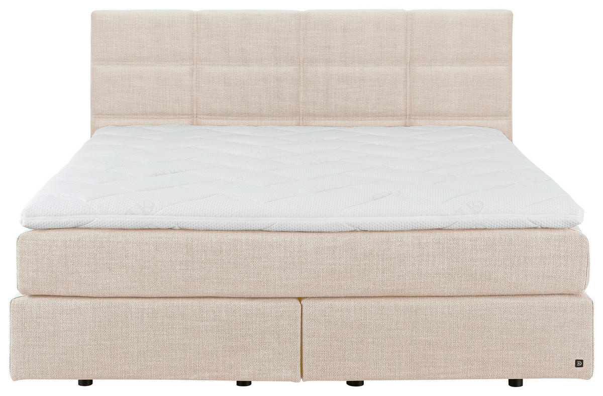 BOXSPRINGBETT 160/200 cm,  in Creme, Topper, Matratzen, H2 + H2 = mittel  - Creme/Schwarz, Design, Kunststoff/Textil (160/200cm) - Dieter Knoll