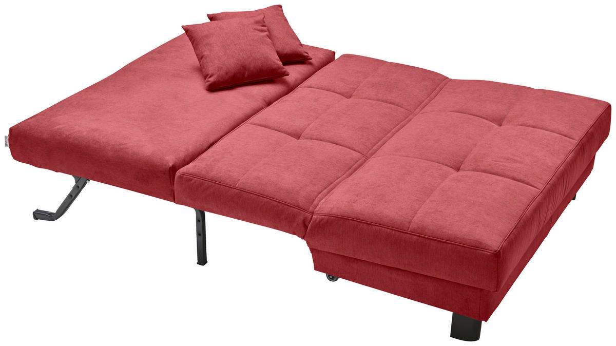 SCHLAFSOFA Mikrovelours Rotbraun  - Rotbraun/Schwarz, KONVENTIONELL, Textil/Metall (145/85/100cm) - Carryhome