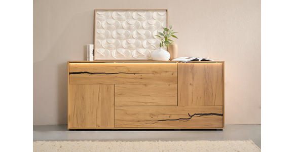 SIDEBOARD  200/89/40 cm 2 Schublade(n)  - Eichefarben/Schwarz, KONVENTIONELL, Holzwerkstoff (200/89/40cm) - Xora