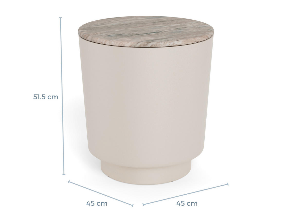 COUCHTISCH 45/45/51,5 cm rund Grau  - Grau, Stein/Metall (45/45/51,5cm)