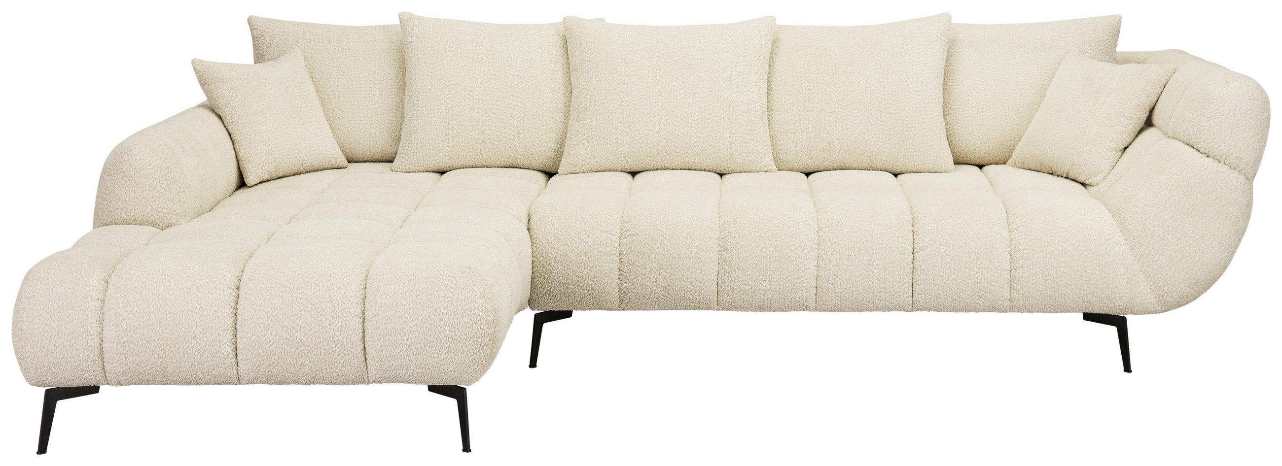 ECKSOFA Naturfarben Bouclé Zierkissen, Rückenkissen, Rücken echt  - Schwarz/Naturfarben, MODERN, Textil/Metall (217/318cm) - Carryhome