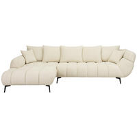 ECKSOFA Naturfarben Bouclé Zierkissen, Rückenkissen, Rücken echt  - Schwarz/Naturfarben, MODERN, Textil/Metall (217/318cm) - Carryhome
