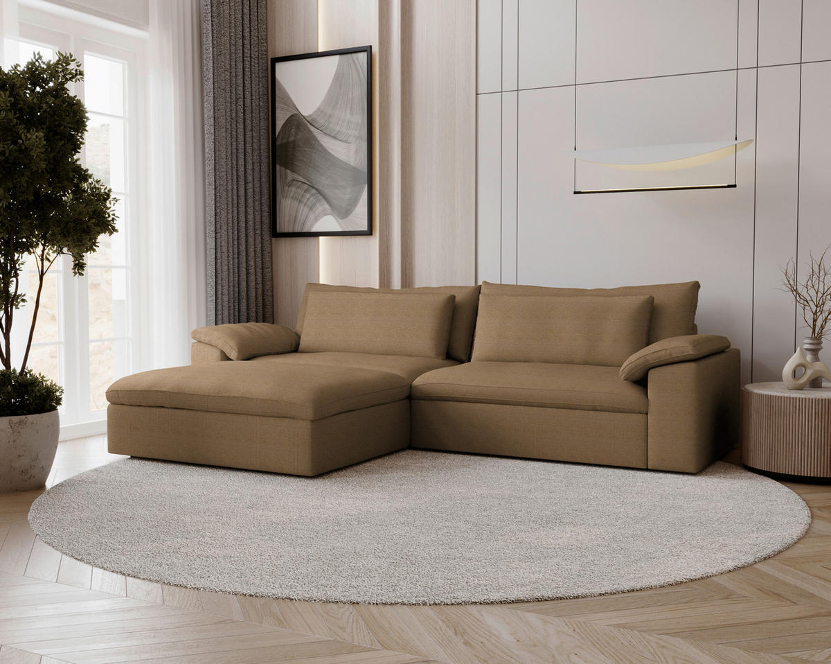 ECKSOFA  Chenille Rostfarben  - Rostfarben/Schwarz, Modern, Kunststoff/Textil (198/306cm) - Carryhome