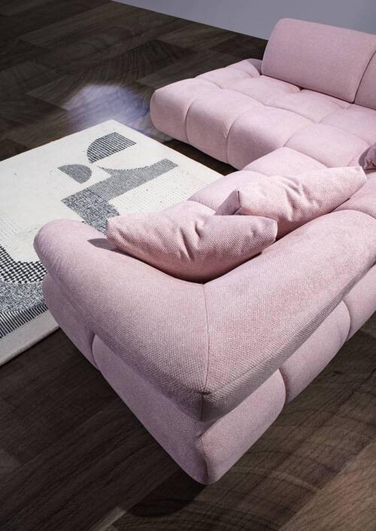 HÖRNSOFFA i velour gammalrosa  - svart/gammalrosa, Design, textil/plast (220/283cm) - MID.YOU