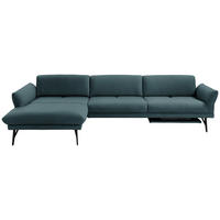 ECKSOFA Posh in Echtleder Petrol  173/308 cm  - Anthrazit/Petrol, Design, Leder/Metall (173/308cm) - Joop!