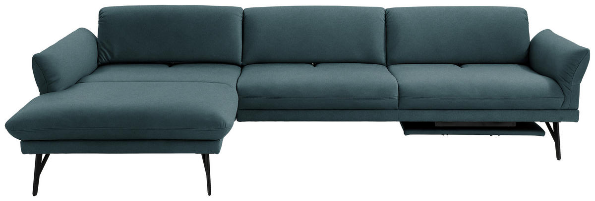 ECKSOFA Posh in Echtleder Petrol  173/308 cm  - Anthrazit/Petrol, Design, Leder/Metall (173/308cm) - Joop!