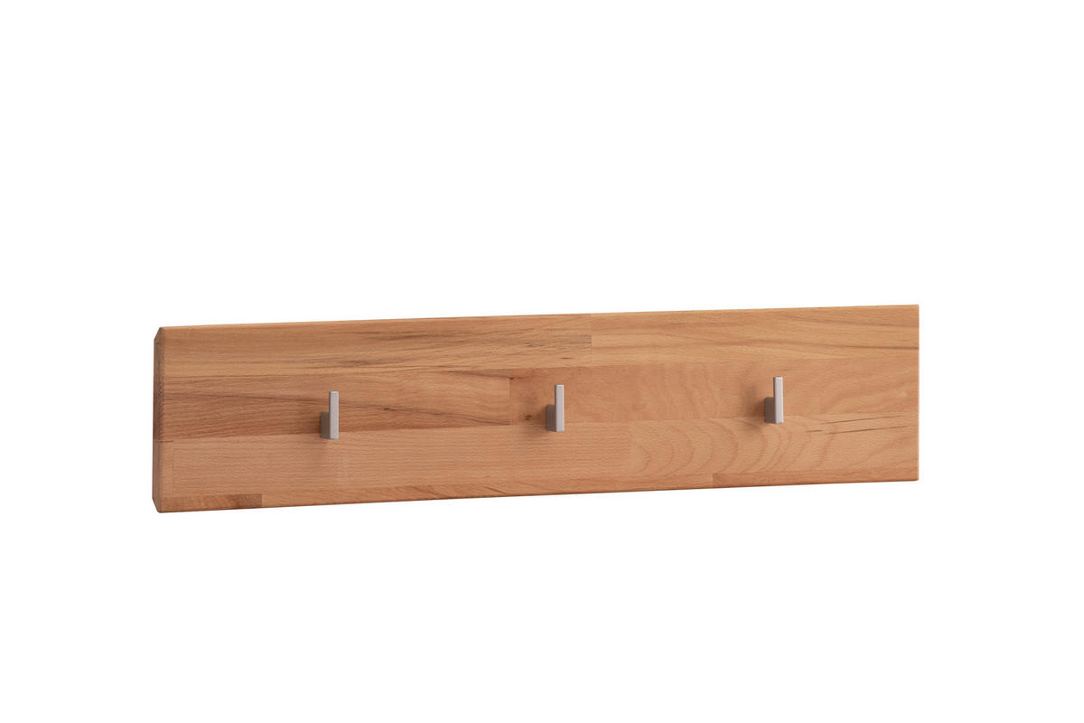 HAKENLEISTE  in Kernbuche vollmassiv Grau, Kernbuche  - Kernbuche/Grau, Natur, Holz/Metall (80/17/4cm) - Linea Natura