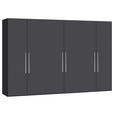 DREHTÜRENSCHRANK  in Anthrazit, Schwarz  - Edelstahlfarben/Anthrazit, Design, Holzwerkstoff (303/215/59cm) - Carryhome