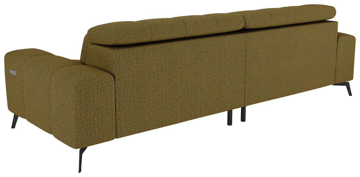 BIGSOFA Chenille Olivgrün  - Schwarz/Olivgrün, MODERN, Textil/Metall (300/112/121cm) - Xora