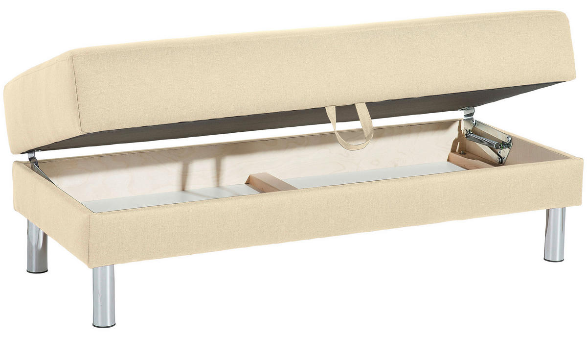 ECKSCHLAFSOFA inkl. Hocker in Beige Textil   - Chromfarben/Beige, Konventionell, Textil/Metall (152/230cm) - Max Winzer