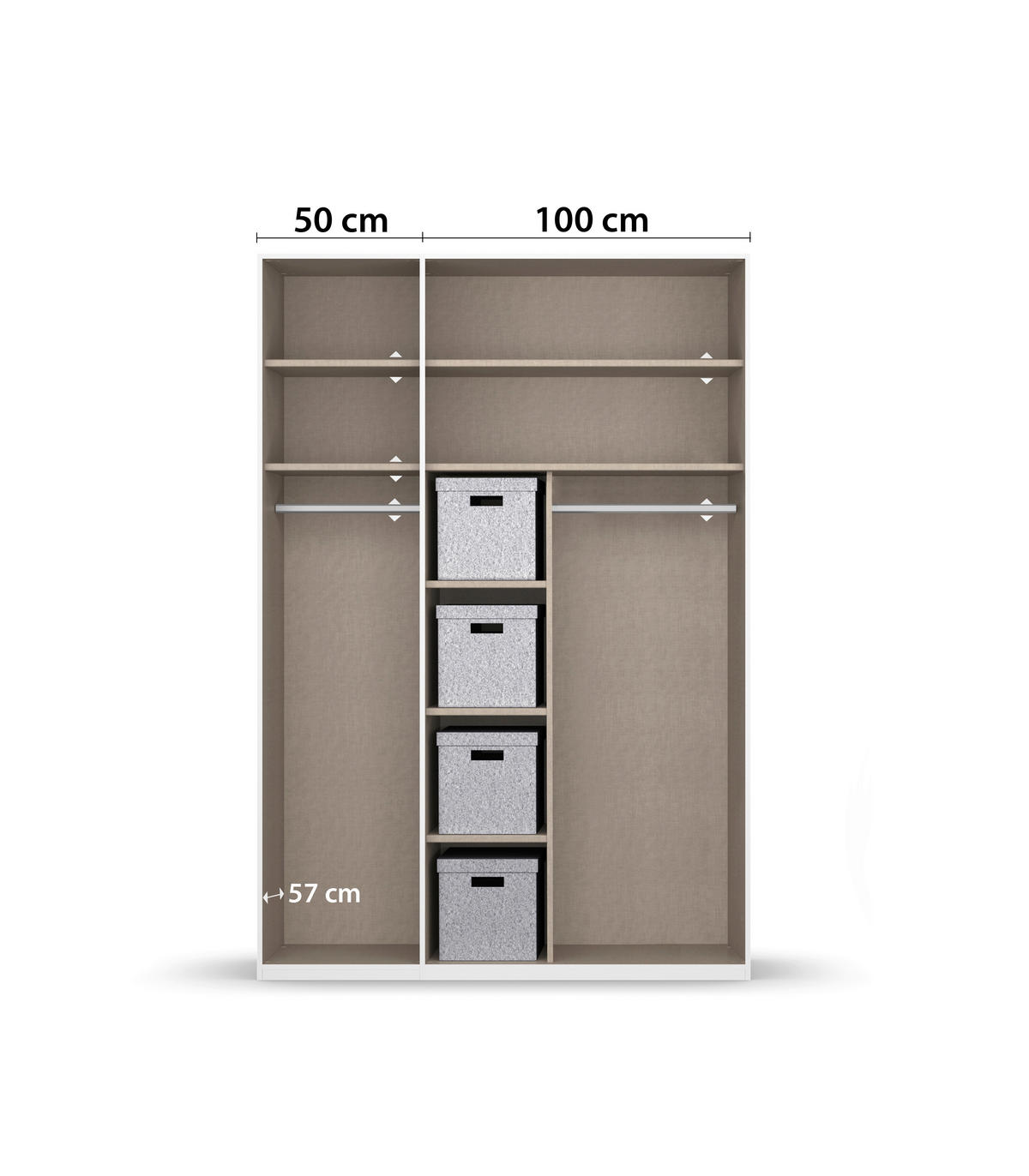 DREHTÜRENSCHRANK 151/223/60 cm 3-türig Champagner  - Chromfarben/Champagner, Design, Holzwerkstoff/Metall (151/223/60cm) - home24