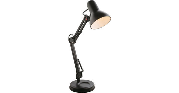 Tischlampe Erich Schwarz, Schwenkbar - Schwarz, KONVENTIONELL, Kunststoff/Metall (40/15/59cm) - Ombra