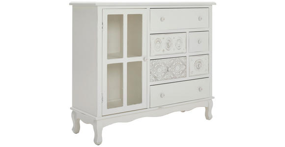 KOMMODE  in 106/90/36,5 cm  - Weiß, ROMANTIK / LANDHAUS, Glas/Holz (106/90/36,5cm) - Landscape