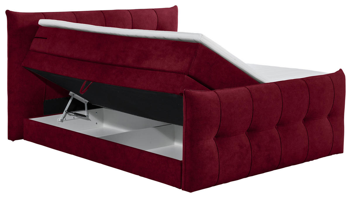 BOXSPRINGBETT 180/200 cm  in Weinrot  - Weinrot/Schwarz, Konventionell, Kunststoff/Textil (180/200cm) - Esposa