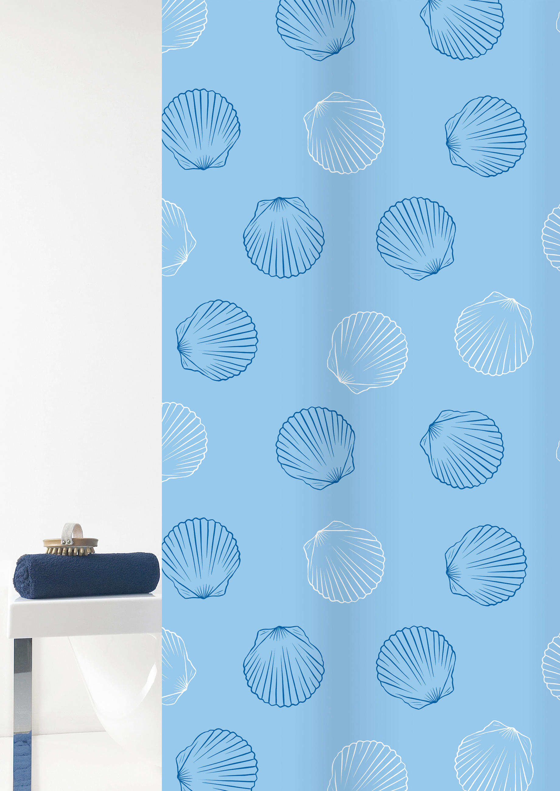 SPRCHOVÝ ZÁVES, 180/200 cm - biela, Basics, plast (180/200cm) - Grund