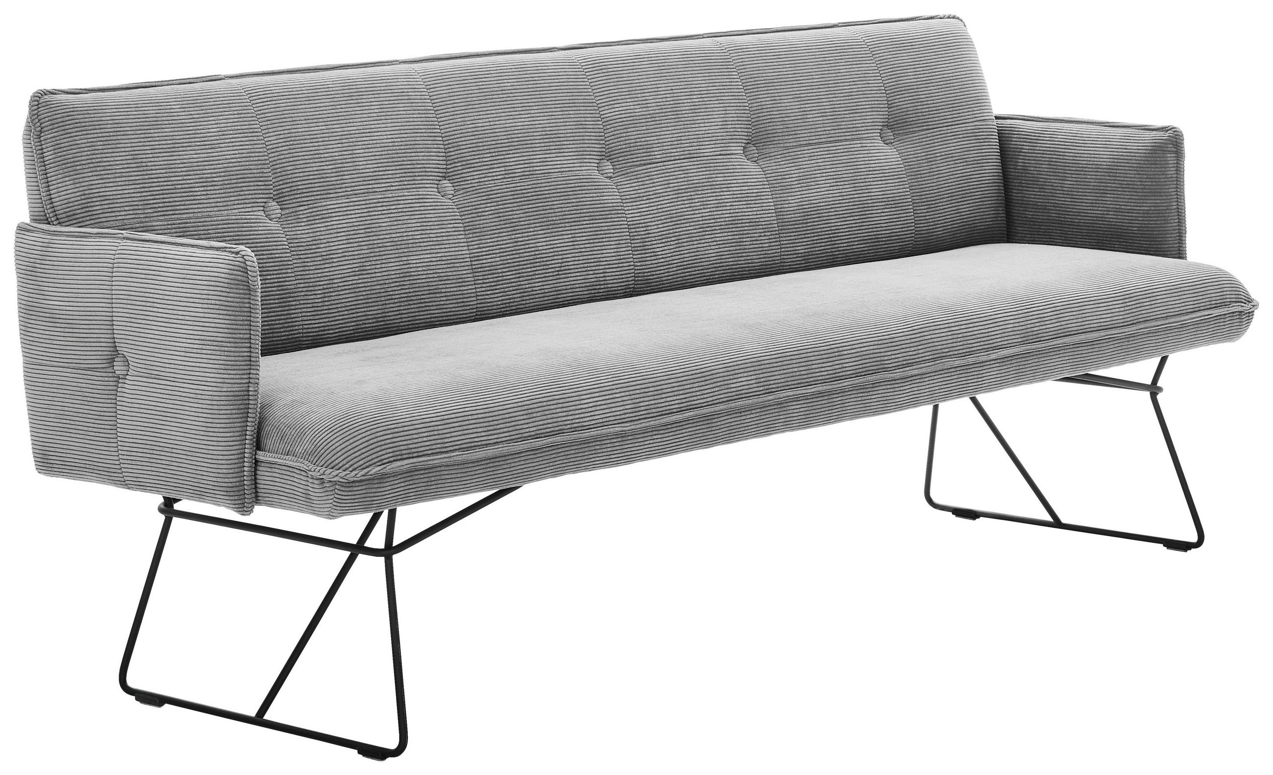 SITZBANK 212/89/70 cm Feincord Grau Metall  - Schwarz/Grau, Design, Textil/Metall (212/89/70cm) - Pure Home Lifestyle