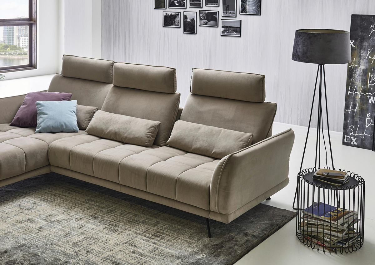 ECKSOFA in Mikrofaser Hellbraun  - Hellbraun/Schwarz, Konventionell, Textil/Metall (178/285cm) - Carryhome