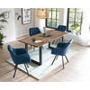 TISCHGRUPPE in Holz, Metall, Textil Blau, Walnussfarben  - Blau/Walnussfarben, MODERN, Holz/Textil (160/90/75cm) - Livetastic