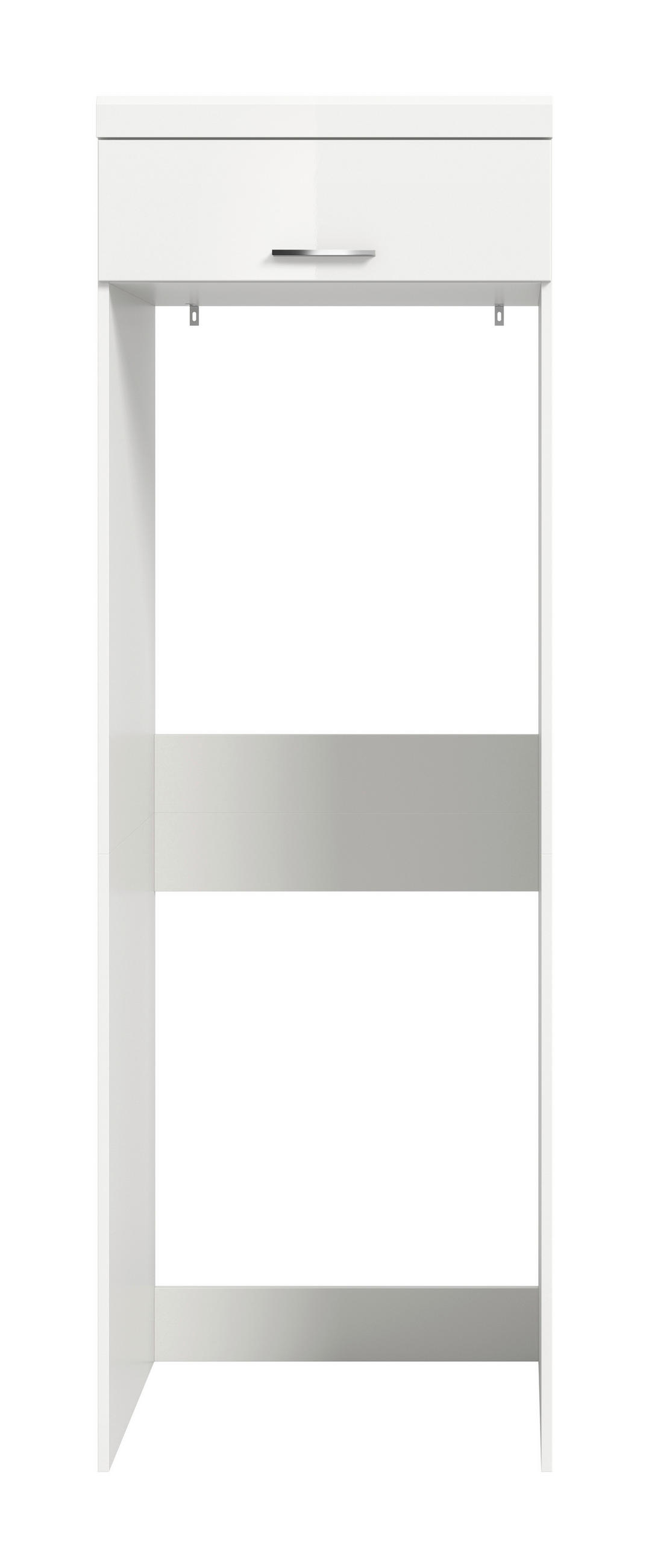 SKÅP FÖR TVÄTTMASKIN SCOUT 66/200/68 cm  - vit/vit högglans, Trend, trämaterial/plast (66/200/68cm) - MID.YOU