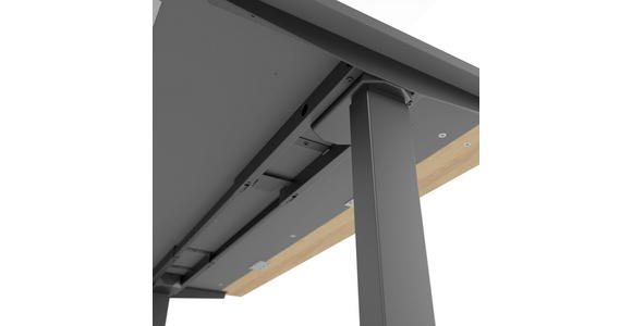SCHREIBTISCH 160/75/72-122 cm  in Grau, Hickory  - Anthrazit/Grau, MODERN, Holzwerkstoff/Metall (160/75/72-122cm) - Novel
