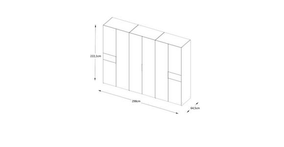 DREHTÜRENSCHRANK 298/222/63 cm,  in Elfenbein, 6-türig  - Elfenbein/Schwarz, Design, Glas/Holzwerkstoff (298/222/63cm) - Dieter Knoll