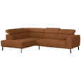 ECKSOFA in Struktur Rostfarben 205/280 cm - Rostfarben/Schwarz, Design, Textil/Metall (205/280cm) - Xora