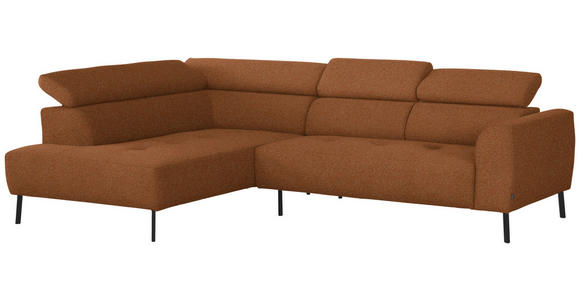 ECKSOFA in Struktur Rostfarben 205/280 cm - Rostfarben/Schwarz, Design, Textil/Metall (205/280cm) - Xora