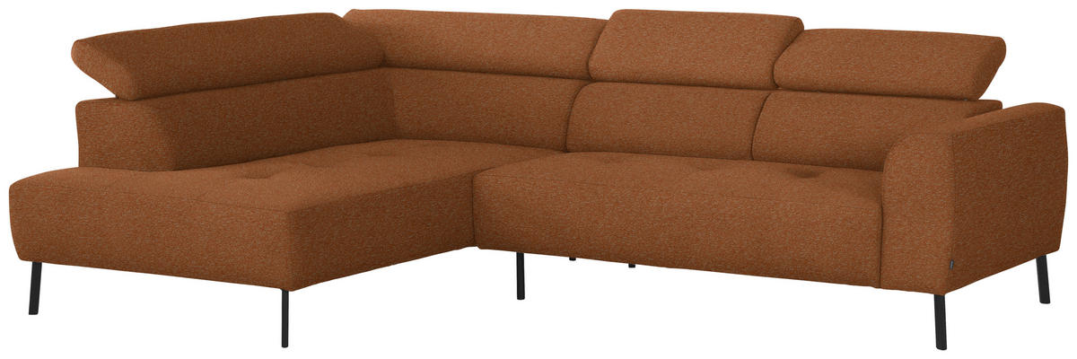 ECKSOFA in Struktur Rostfarben  205/280 cm  - Rostfarben/Schwarz, Design, Textil/Metall (205/280cm) - Xora