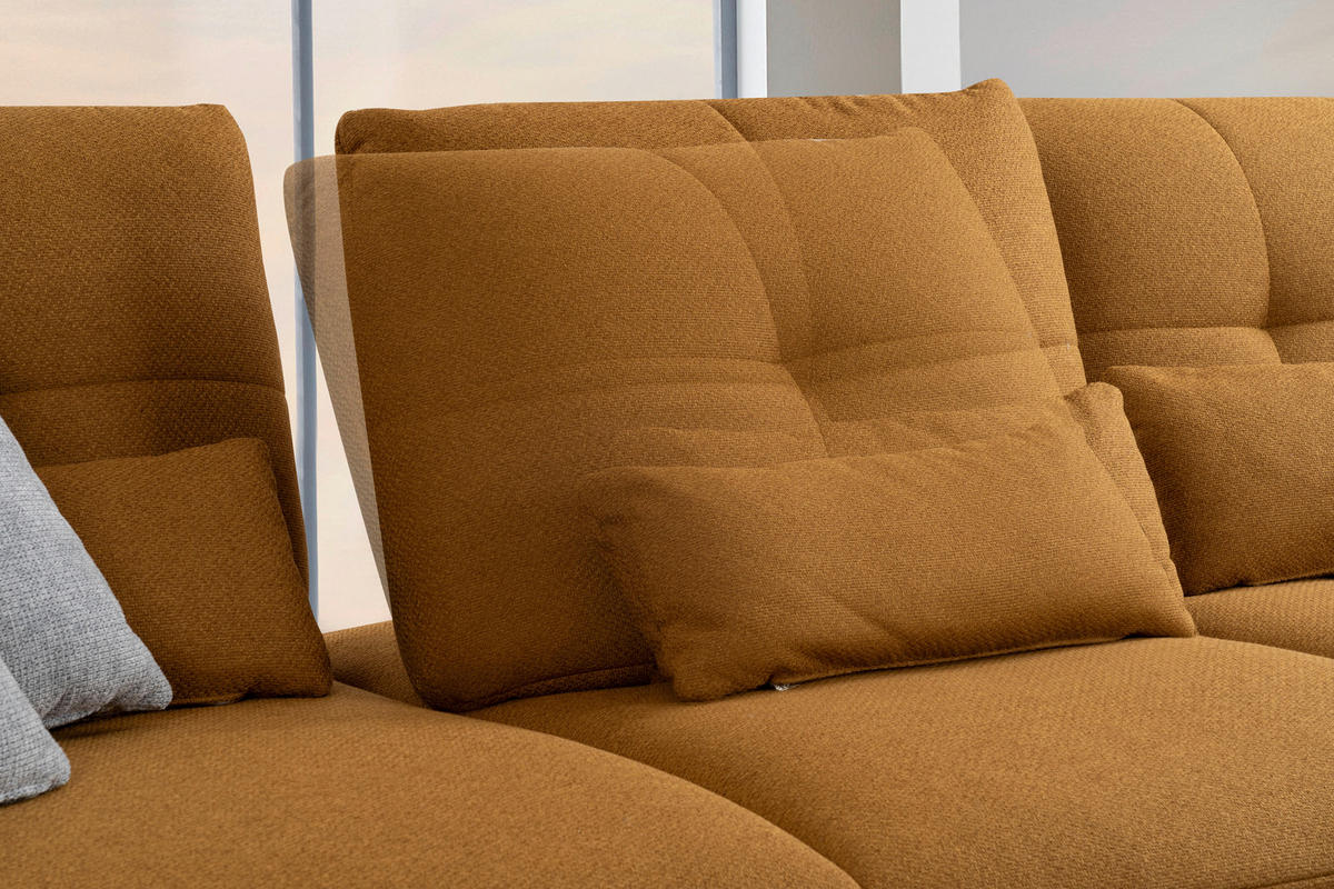 WOHNLANDSCHAFT Currygelb Flachgewebe  - Currygelb/Dunkelgelb, MODERN, Textil/Metall (301/191cm) - Livetastic