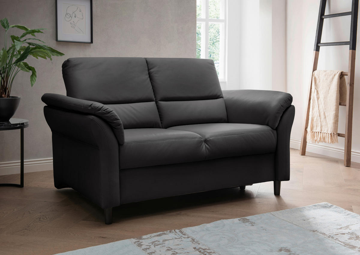 2-SITZER-SOFA in Lederlook Schwarz  - Schwarz, Modern, Holz/Textil (147/90/89cm) - Livetastic