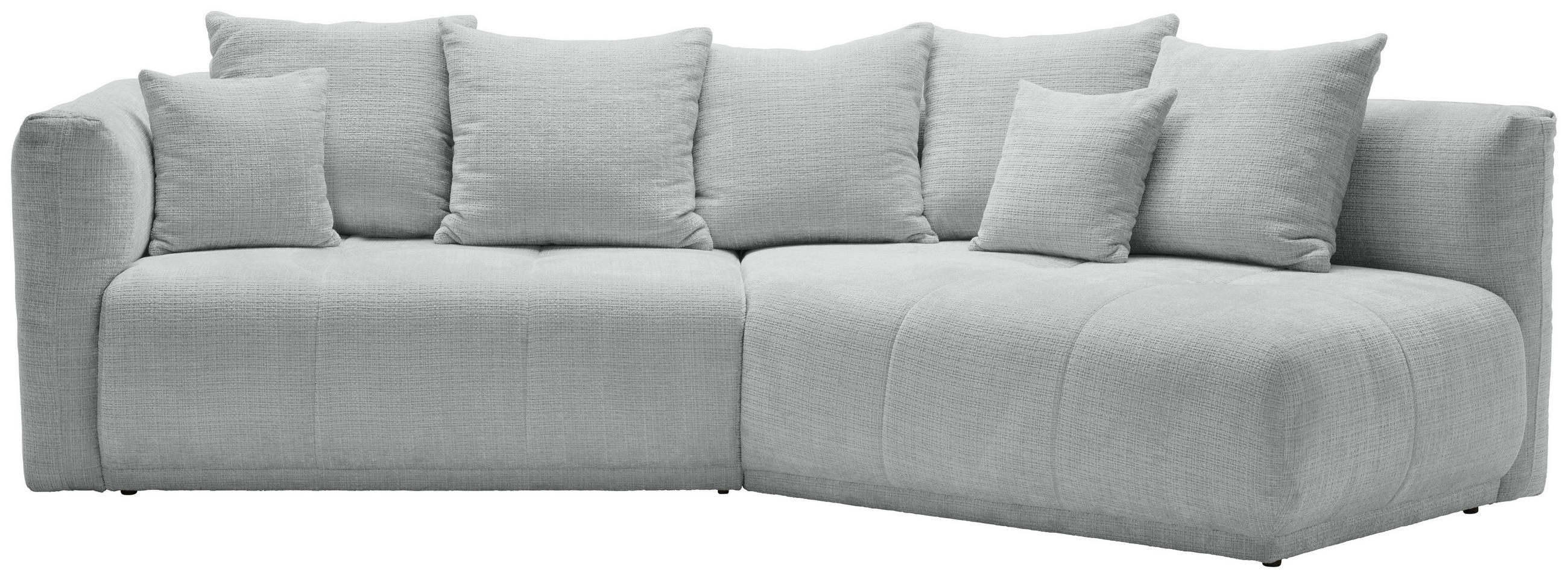 ECKSOFA in Chenille Hellgrau  - Hellgrau/Schwarz, Modern, Kunststoff/Textil (315/180cm) - Hom`in