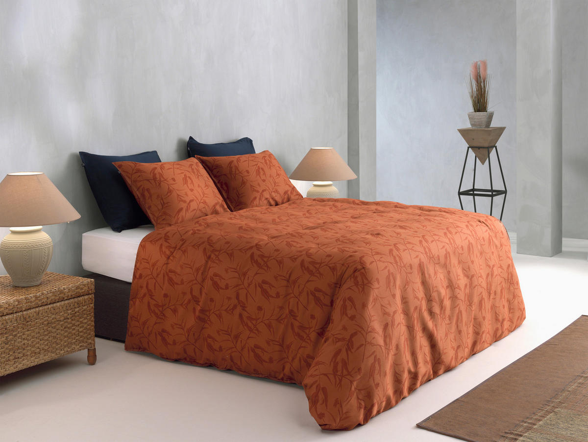 BETTWÄSCHE Fiori-di-Satinado Makosatin 200/200 cm  - Orange, Basics, Textil (200/200cm)