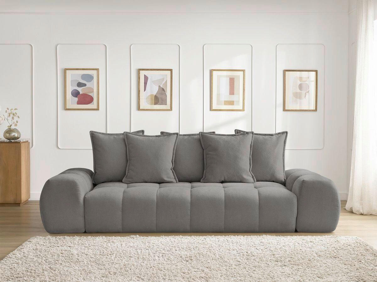 SCHLAFSOFA EVEREST  mit Rücken echt, Armteil links, Armteil rechts Struktur Dunkelgrau  - Dunkelgrau/Schwarz, MODERN, Kunststoff/Textil (278/115/90cm)