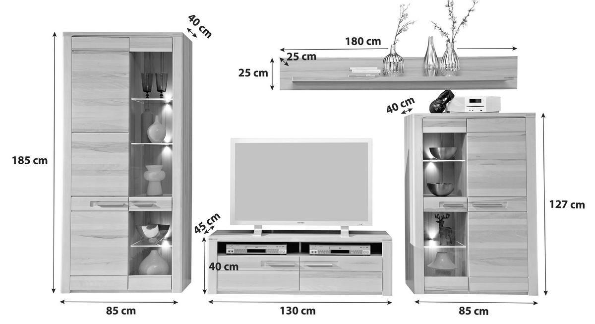HYLLKOMBINATION  i bokfärgad  320/185/45 cm  - stålfärgad/bokfärgad, Design, metall/trämaterial (320/185/45cm) - Livetastic