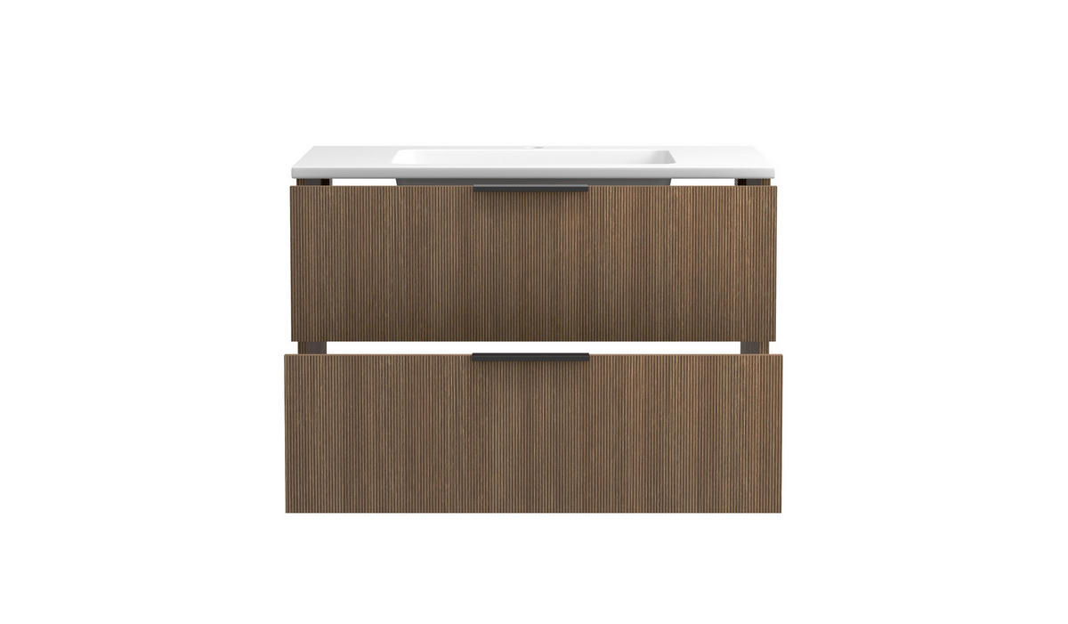 WASCHTISCHKOMBI  - Dunkelbraun/Schwarz, Natur, Holzwerkstoff/Stein (80/54/47cm) - Held