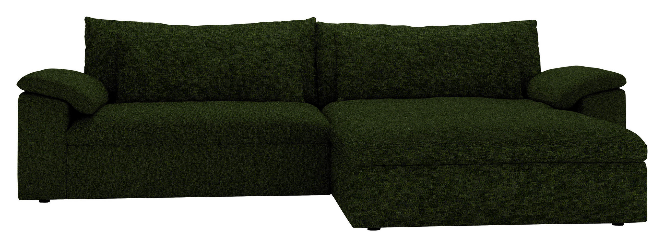 ECKSOFA Flachgewebe Dunkelgrün  - Dunkelgrün/Schwarz, Modern, Kunststoff/Textil (306/198cm) - Carryhome