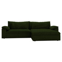 ECKSOFA Flachgewebe Dunkelgrün  - Dunkelgrün/Schwarz, Modern, Kunststoff/Textil (306/198cm) - Carryhome