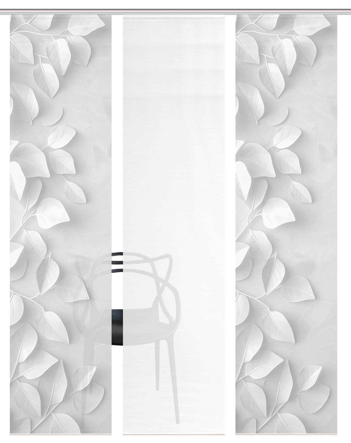 FLÄCHENVORHANG  3 Stück  blickdicht  60/260 cm   - Grau Hochglanz/Weiß, Design, Textil (60/260cm)