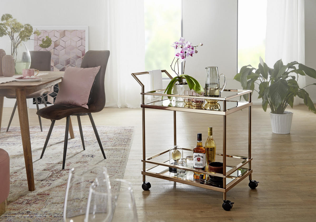 SERVIERWAGEN in Goldfarben  - Goldfarben, Design, Glas/Kunststoff (45/65,5/84cm) - MID.YOU