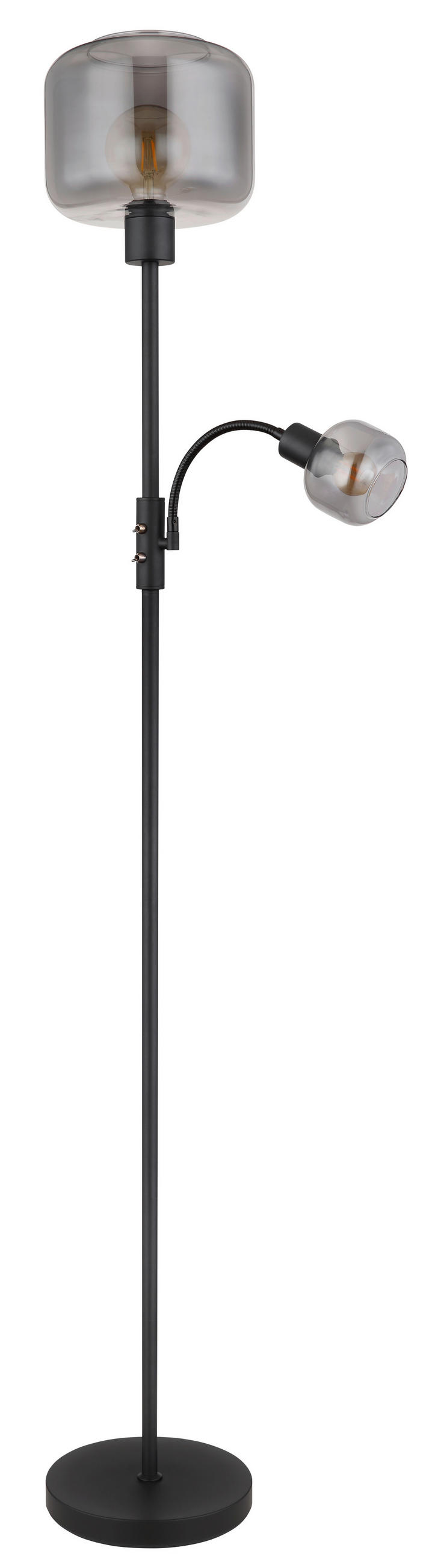 STEHLEUCHTE  25/165 cm   - Schwarz, Design, Glas/Metall (25/165cm) - Globo