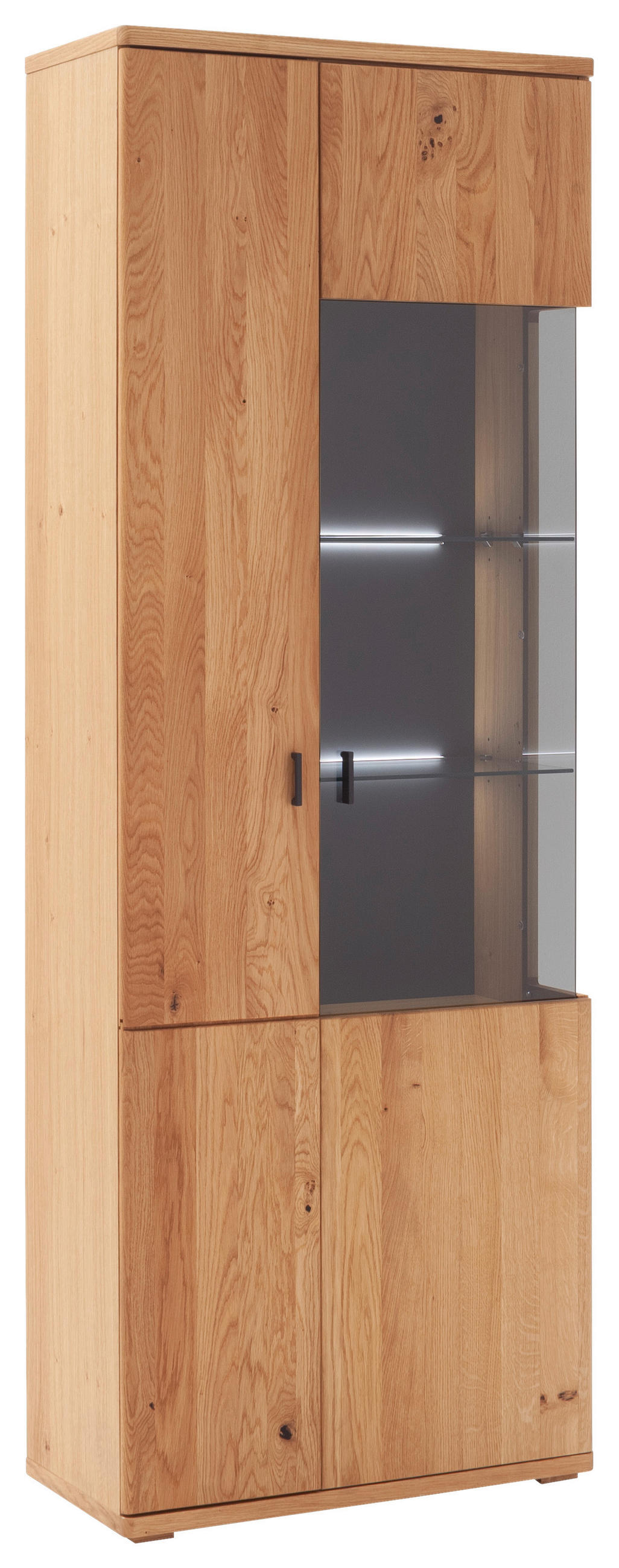 VITRINE Wildeiche  75/209/37 cm  - Wildeiche/Anthrazit, Natur, Glas/Holz (75/209/37cm) - Linea Natura