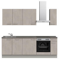 KÜCHENBLOCK 240 cm   in Grau, Schieferfarben  - Schieferfarben/Edelstahlfarben, MODERN, Holzwerkstoff/Metall (240cm) - Nobilia