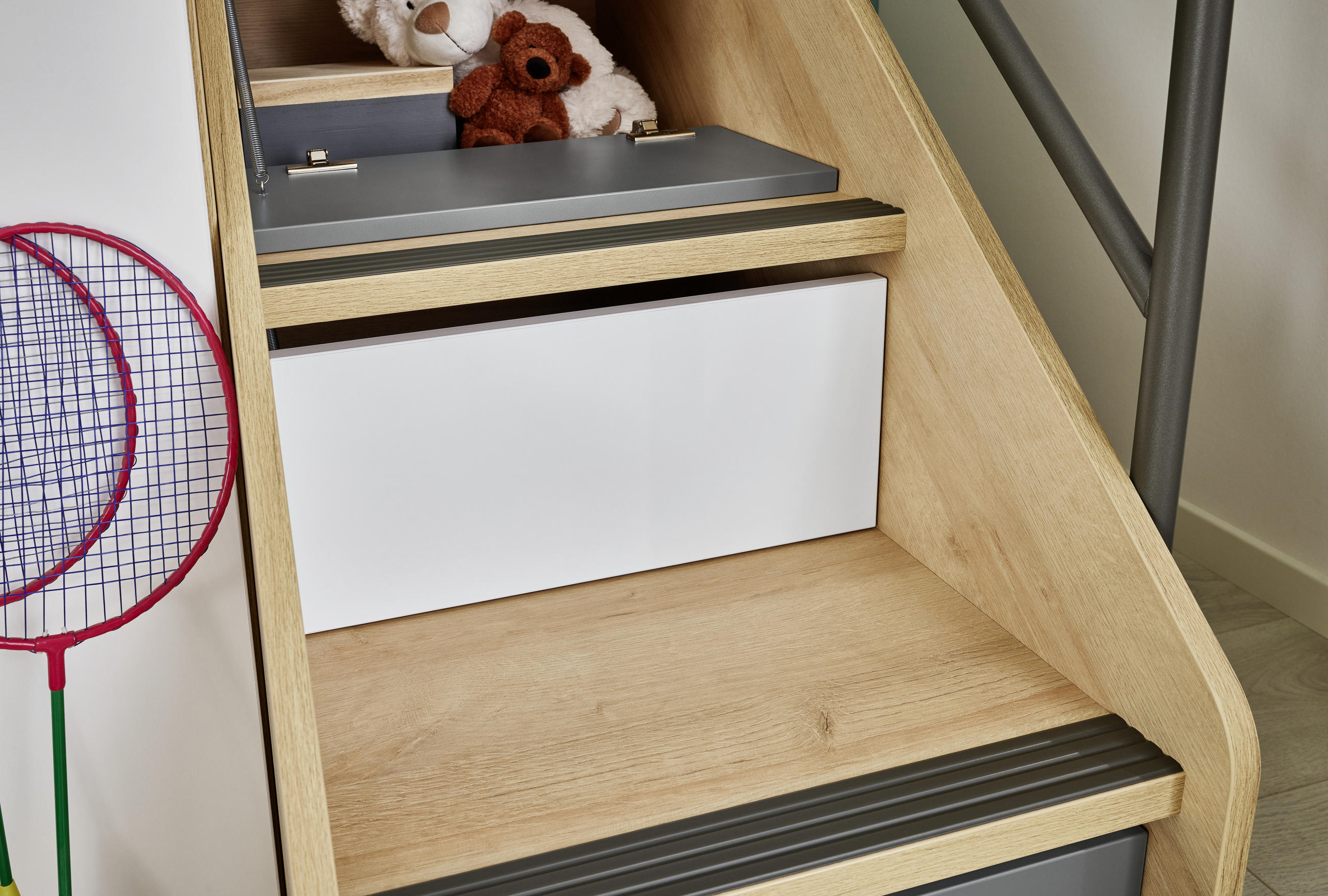 JUGENDZIMMER - Eichefarben/Weiß, Design, Holzwerkstoff (90/200cm) - Novel