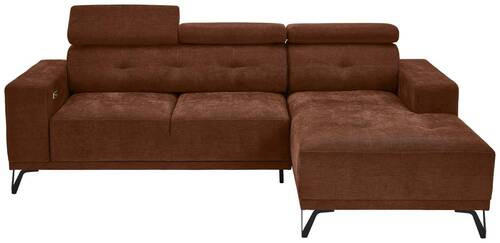 ECKSOFA Rostfarben Chenille  - Rostfarben/Schwarz, KONVENTIONELL, Textil/Metall (264/178cm) - Hom`in