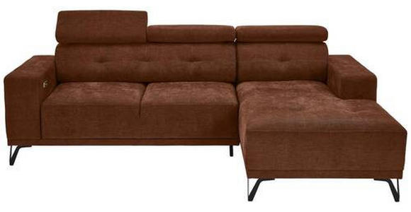 ECKSOFA in Chenille Rostfarben  - Rostfarben/Schwarz, KONVENTIONELL, Textil/Metall (264/178cm) - Hom`in