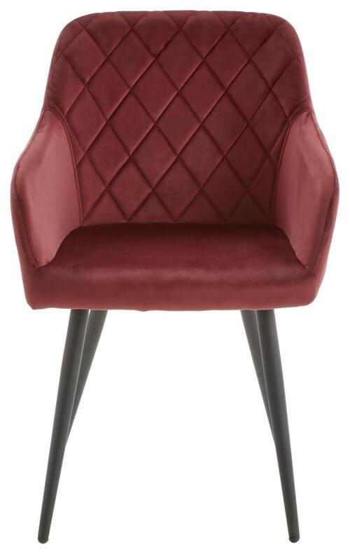 ARMLEHNSTUHL  in Eisen Samt  - Weinrot/Schwarz, Trend, Holz/Textil (54/86/60cm) - Livetastic