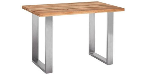 BARTISCH in Holz, Metall 180/100/95 cm   - Edelstahlfarben/Eichefarben, Design, Holz/Metall (180/100/95cm) - Novel