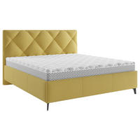 POLSTERBETT 160/200 cm,  in Bronzefarben, gepolstertes Kopfteil, Lattenrost, Bettkasten,  - Senfgelb/Schwarz, MODERN, Holz/Textil (160/200cm) - Boxxx