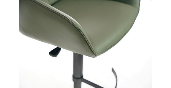 BARHOCKER Echtleder Grün, Schwarz Eisen Lederauswahl, Sitzfläche 360° drehbar, automatische Rückholfunktion - Schwarz/Grün, Design, Leder/Metall (54/92-112/55cm) - Novel