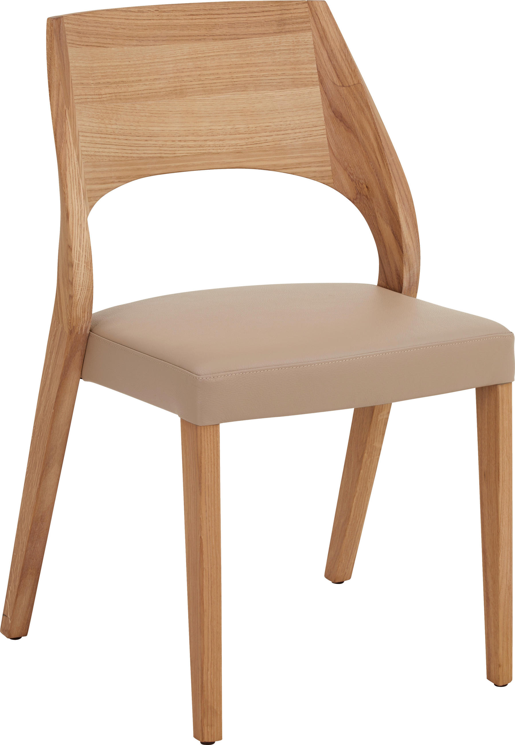 STUHL  Lederauswahl, Typenauswahl, stapelbar  Echtleder  Eichefarben, Hellbraun  - Hellbraun/Eichefarben, Natur, Leder/Holz (54/86/61cm) - Voglauer